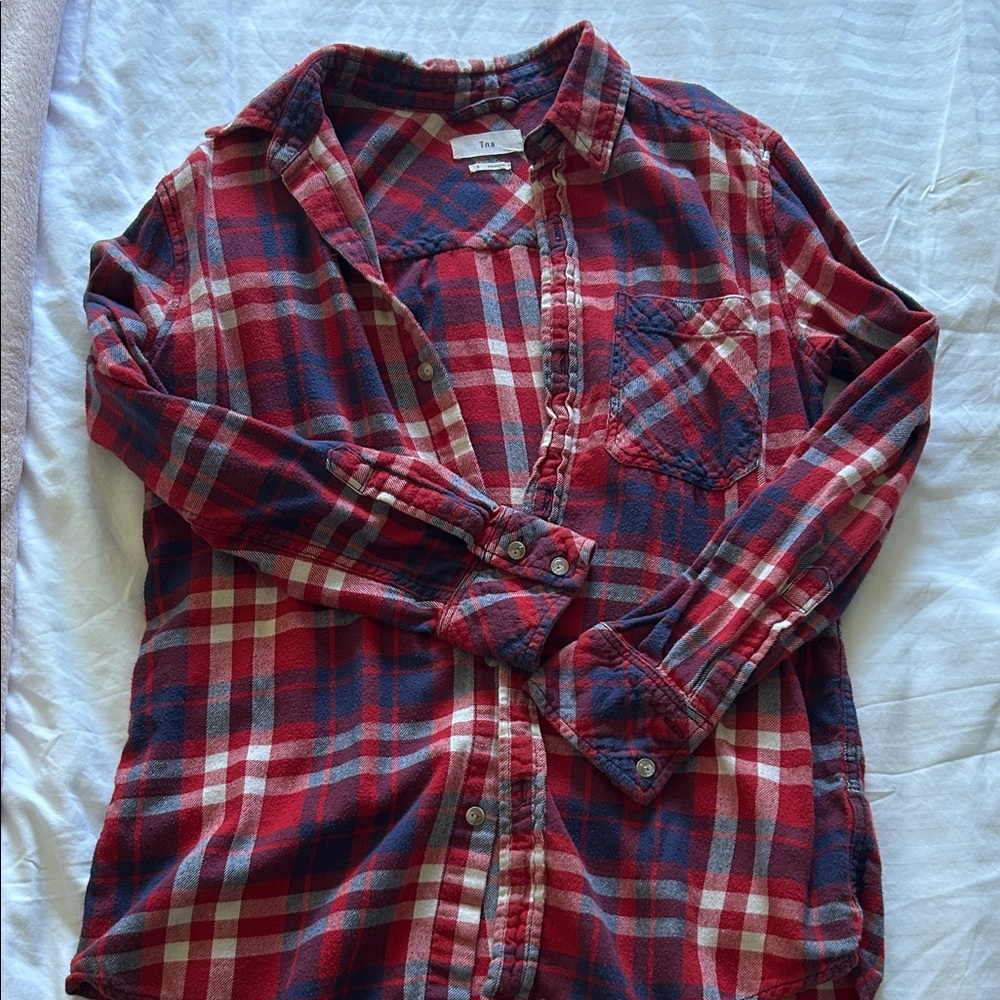 TNA Red and Blue Plaid Button Down Shirt